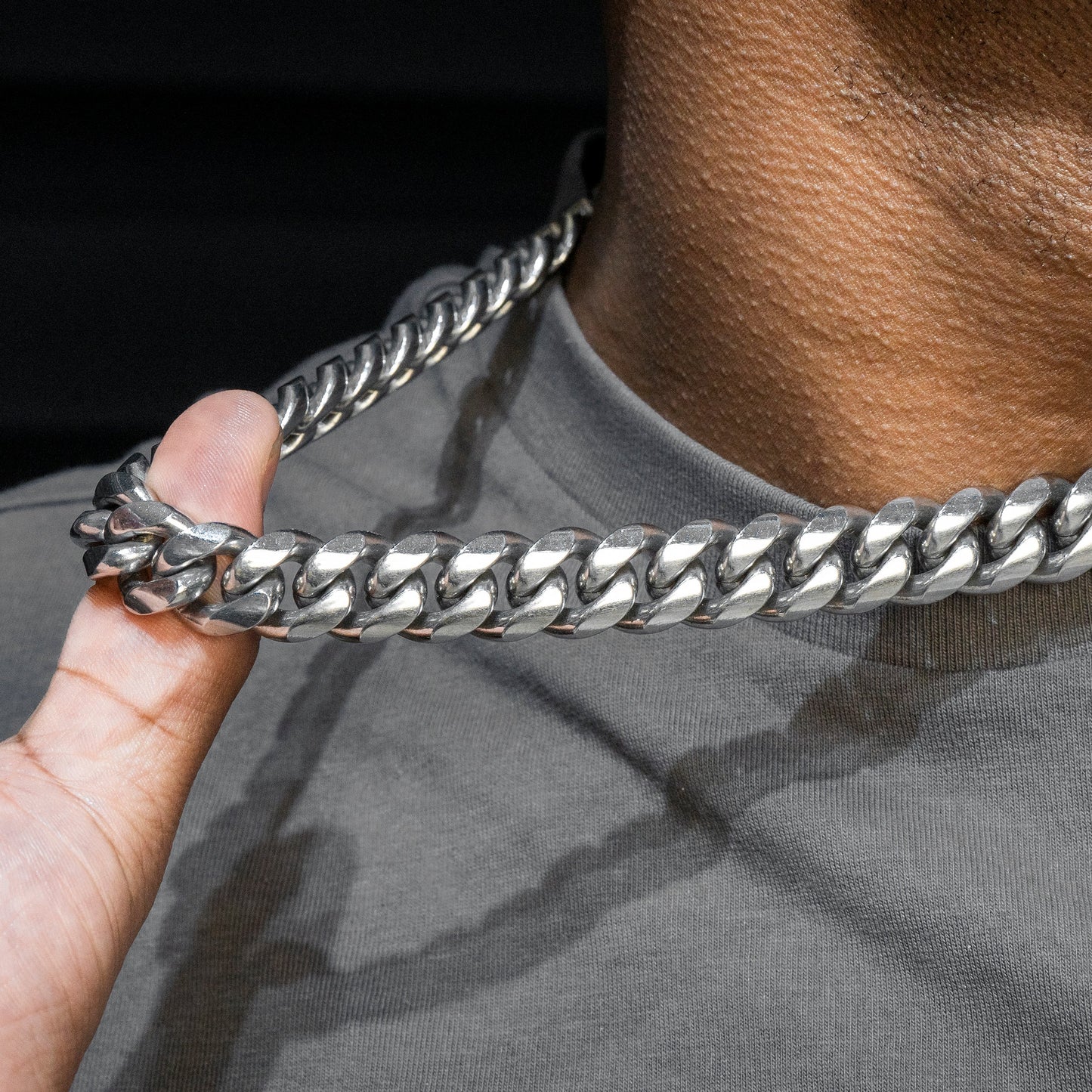 Mens Jewelry - Solid White Gold Miami Cuban Link Chain & Bracelet ( 14 Mm )