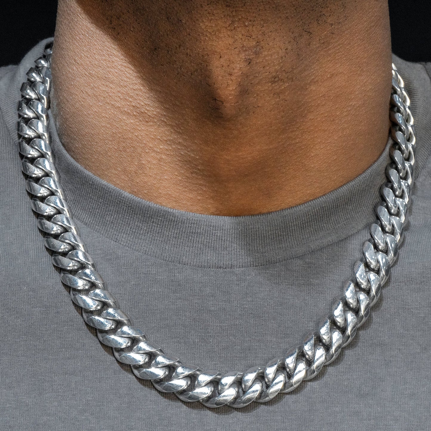 Mens Jewelry - Solid White Gold Miami Cuban Link Chain & Bracelet ( 14 Mm )
