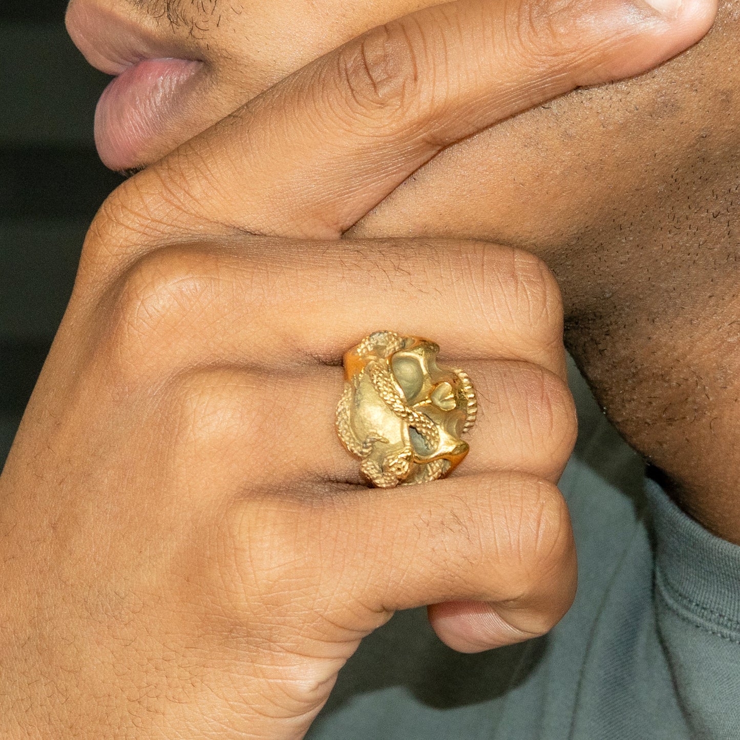 Mens Jewelry - Skull Gold Pinky Ring | 13 Grams