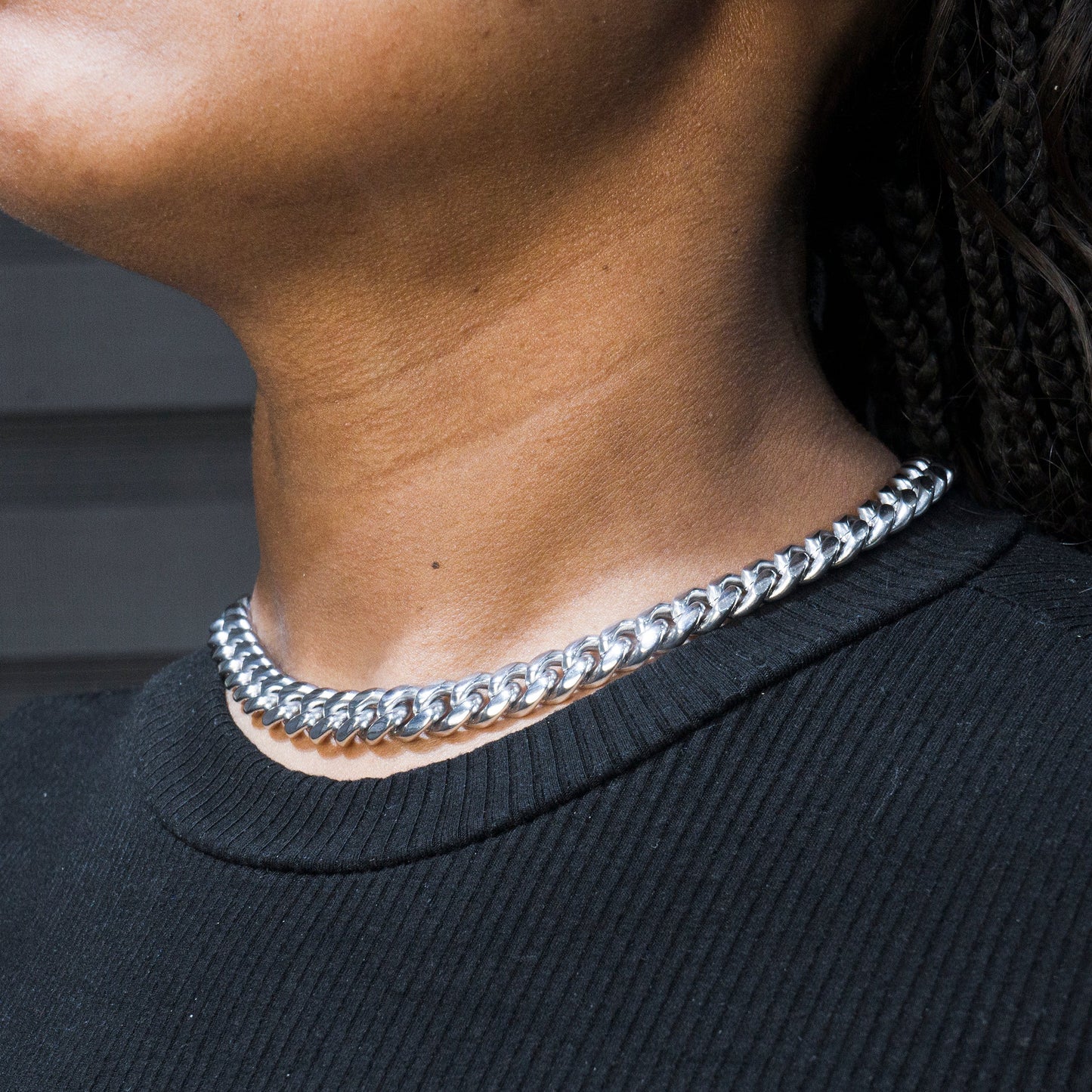 Womens Jewelry - 14K White Gold Solid Miami Cuban Link Chain