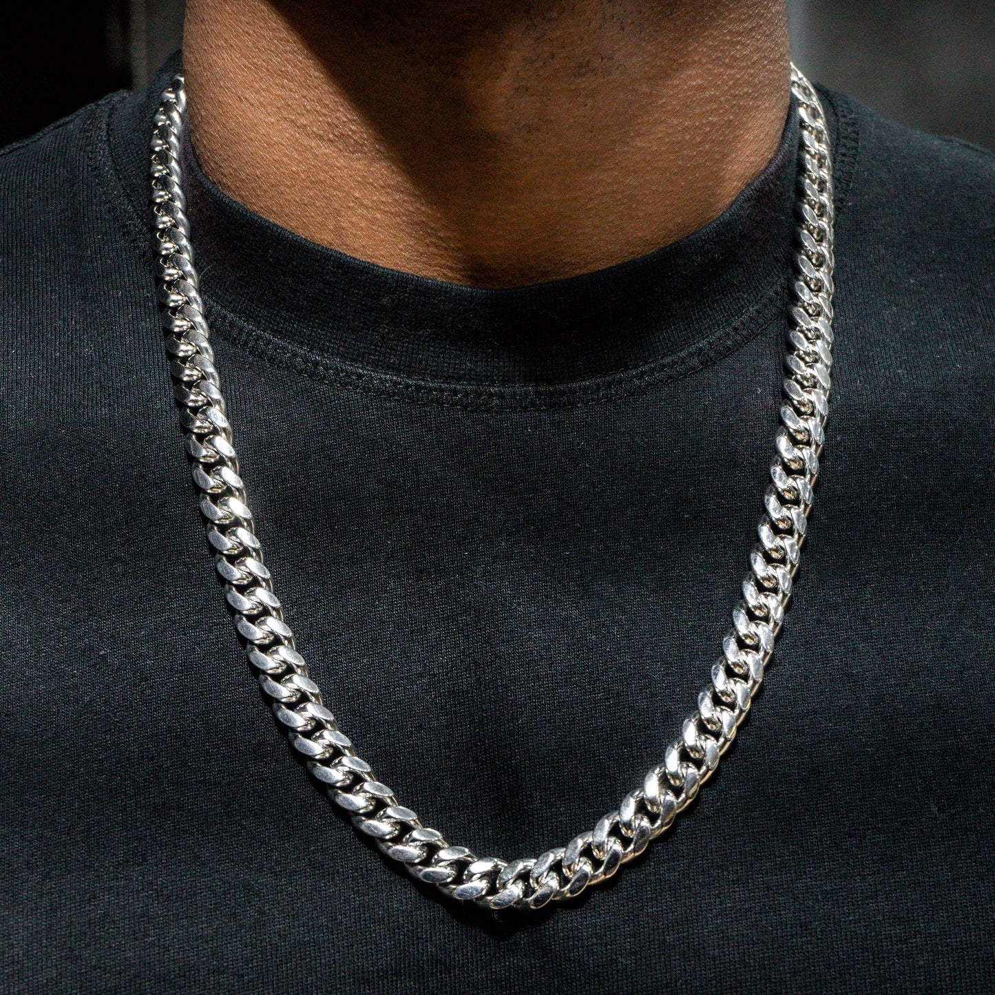 Gold Jewelry -  Mens 14K White Gold Solid Miami Cuban Link Chain