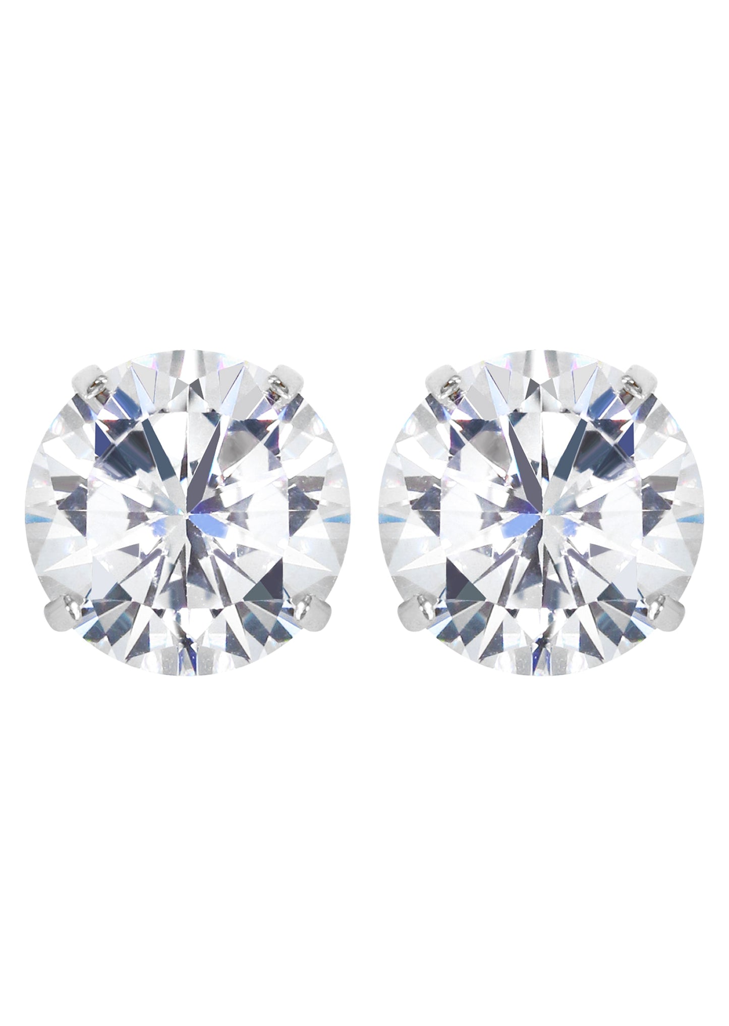 Mens Jewelry - Silver Push Back Round Iced Out VVS Stud Earrings for Men