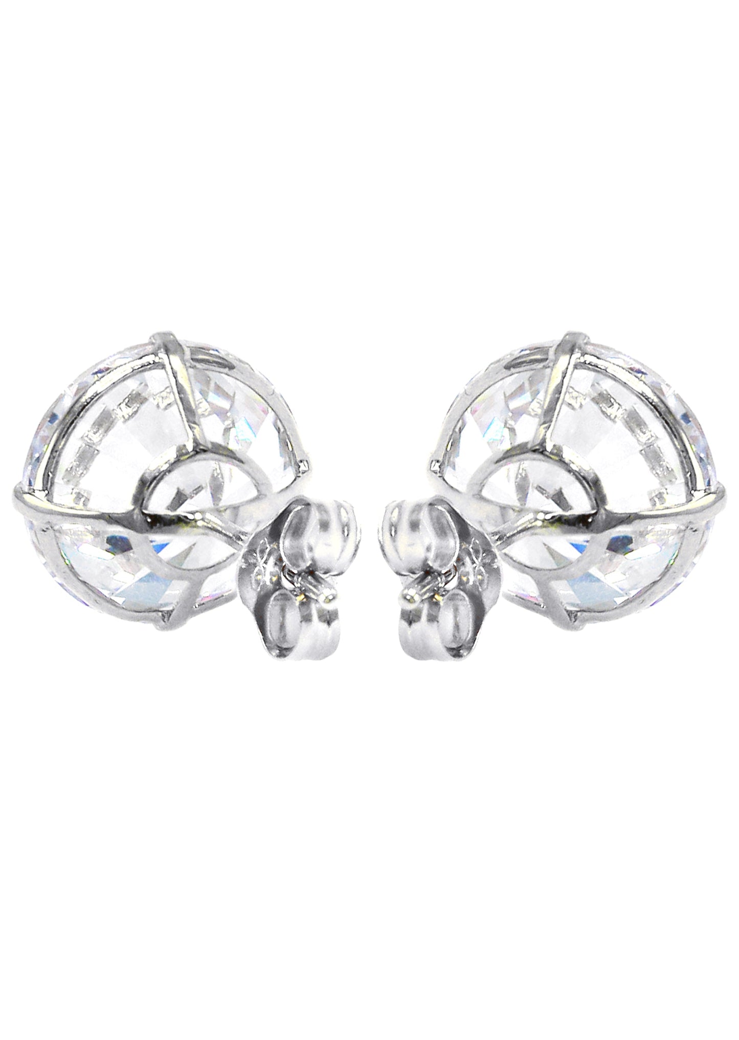 Mens Jewelry - Silver Push Back Round Iced Out VVS Stud Earrings for Men