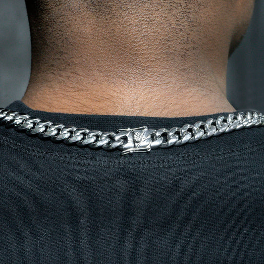Gold Jewelry -  Mens 14K White Gold Solid Miami Cuban Link Chain