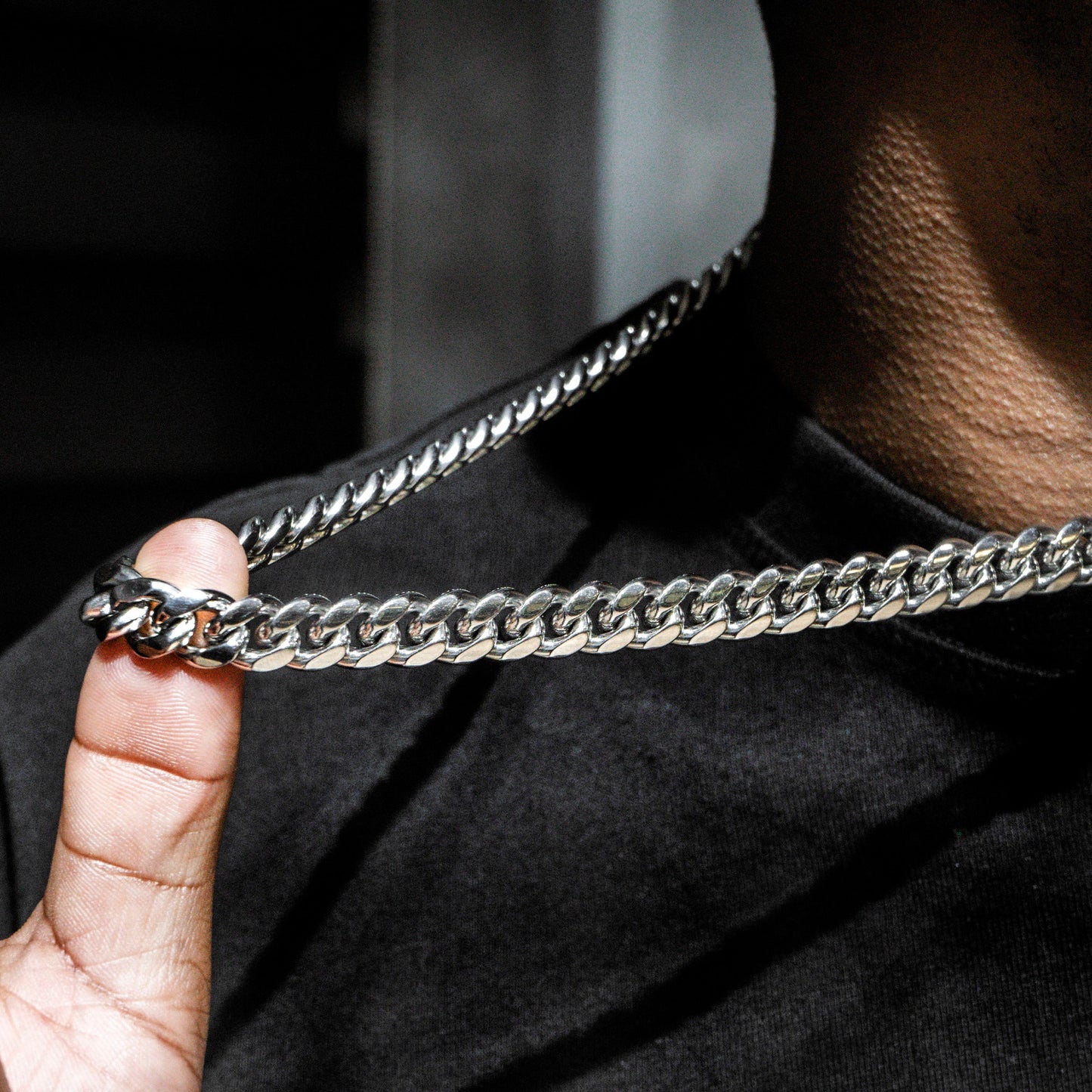 Gold Jewelry -  Mens 14K White Gold Solid Miami Cuban Link Chain
