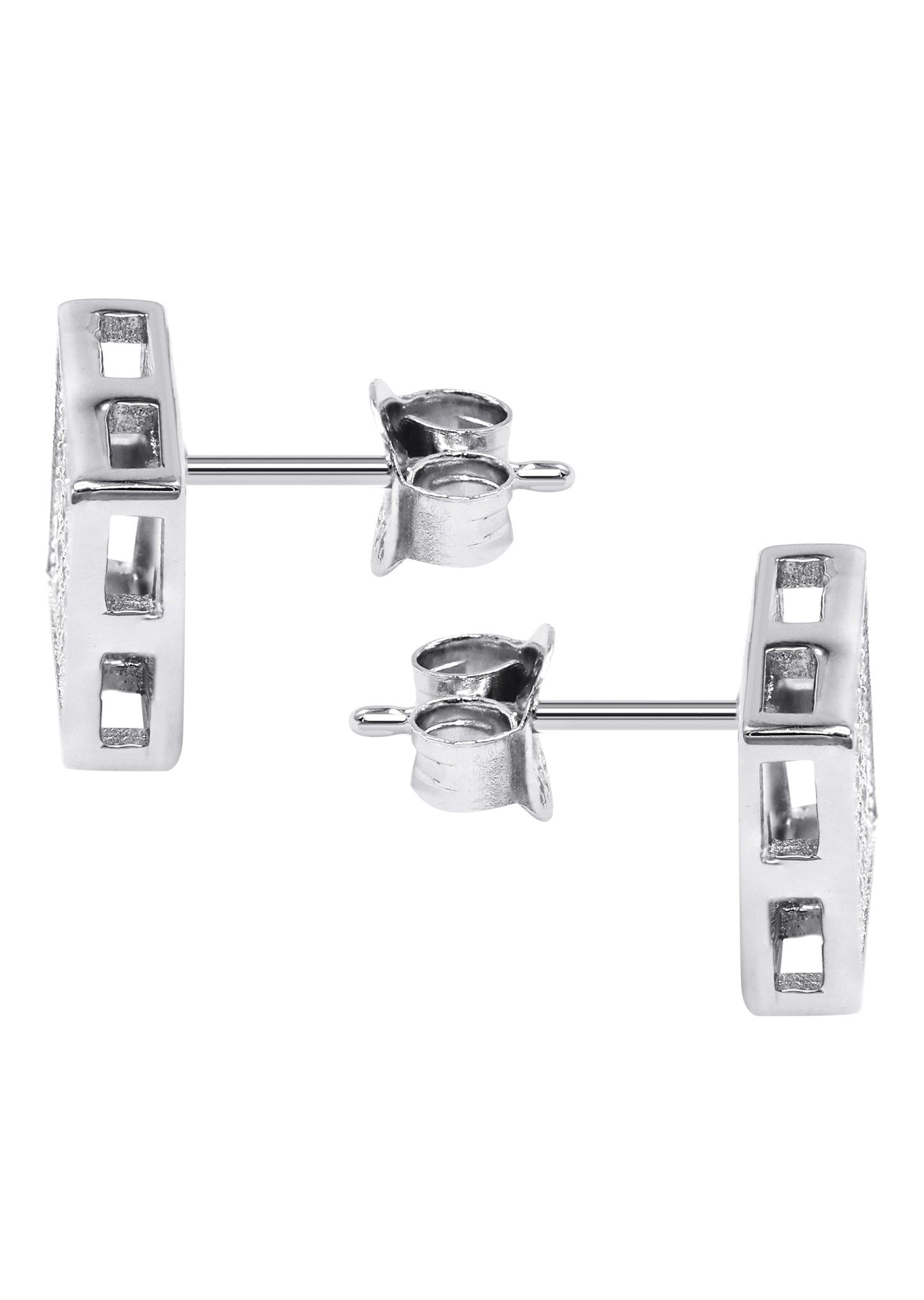 Mens Jewelry - Silver Micro Pave Square Iced Out VVS Stud Earrings for Men | Appx. 2.1 Grams