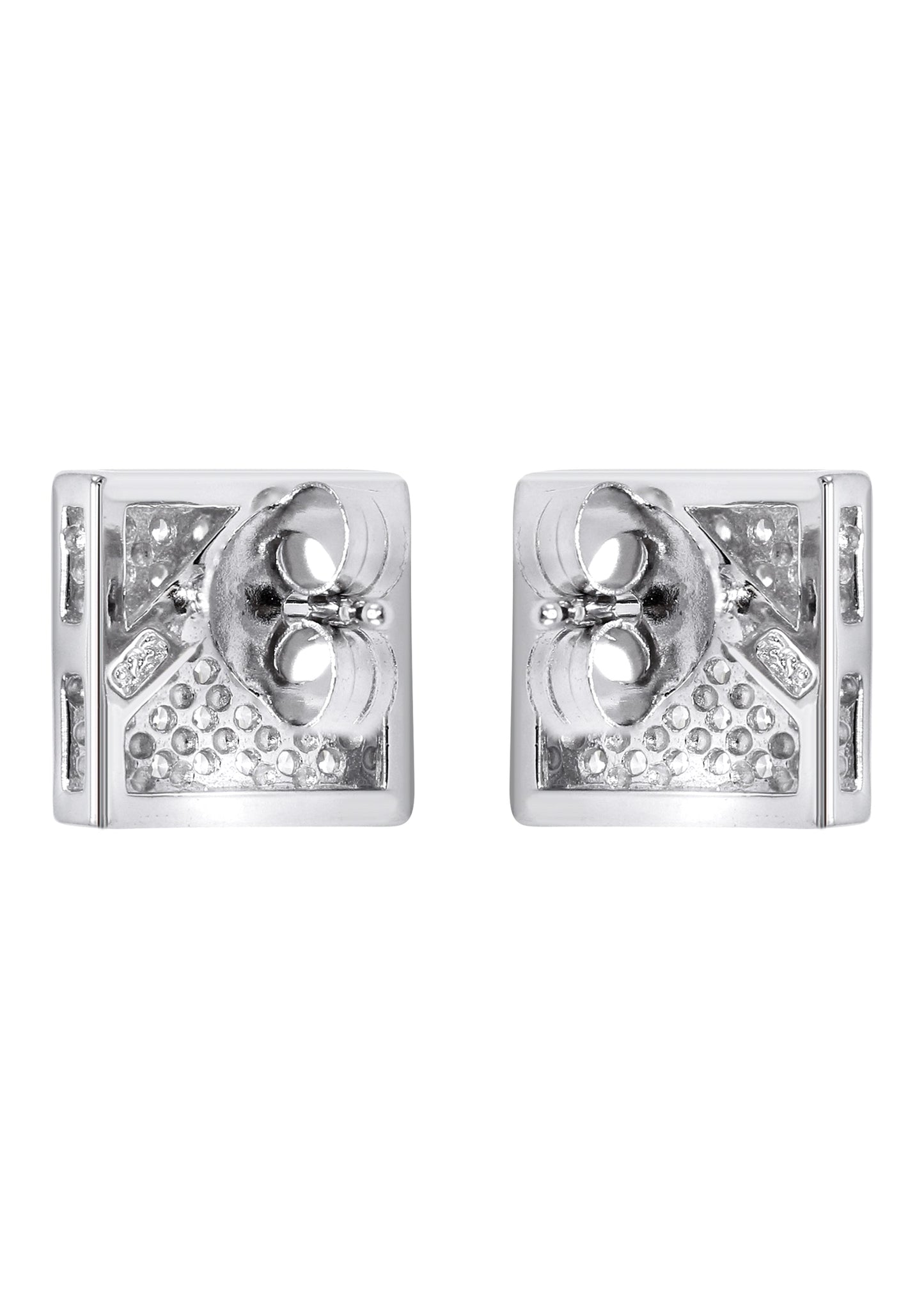 Mens Jewelry - Silver Micro Pave Square Iced Out VVS Stud Earrings for Men | Appx. 2.1 Grams