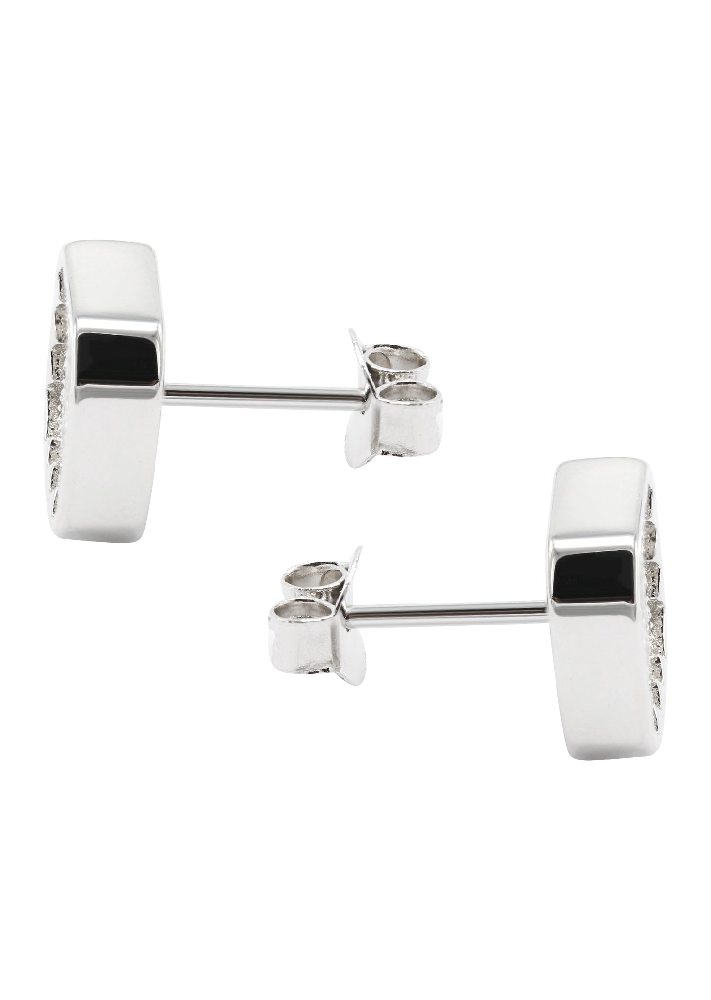 Mens Jewelry - Silver Micro Pave Sun Square Iced Out VVS Stud Earrings for Men | Appx. 3 Grams