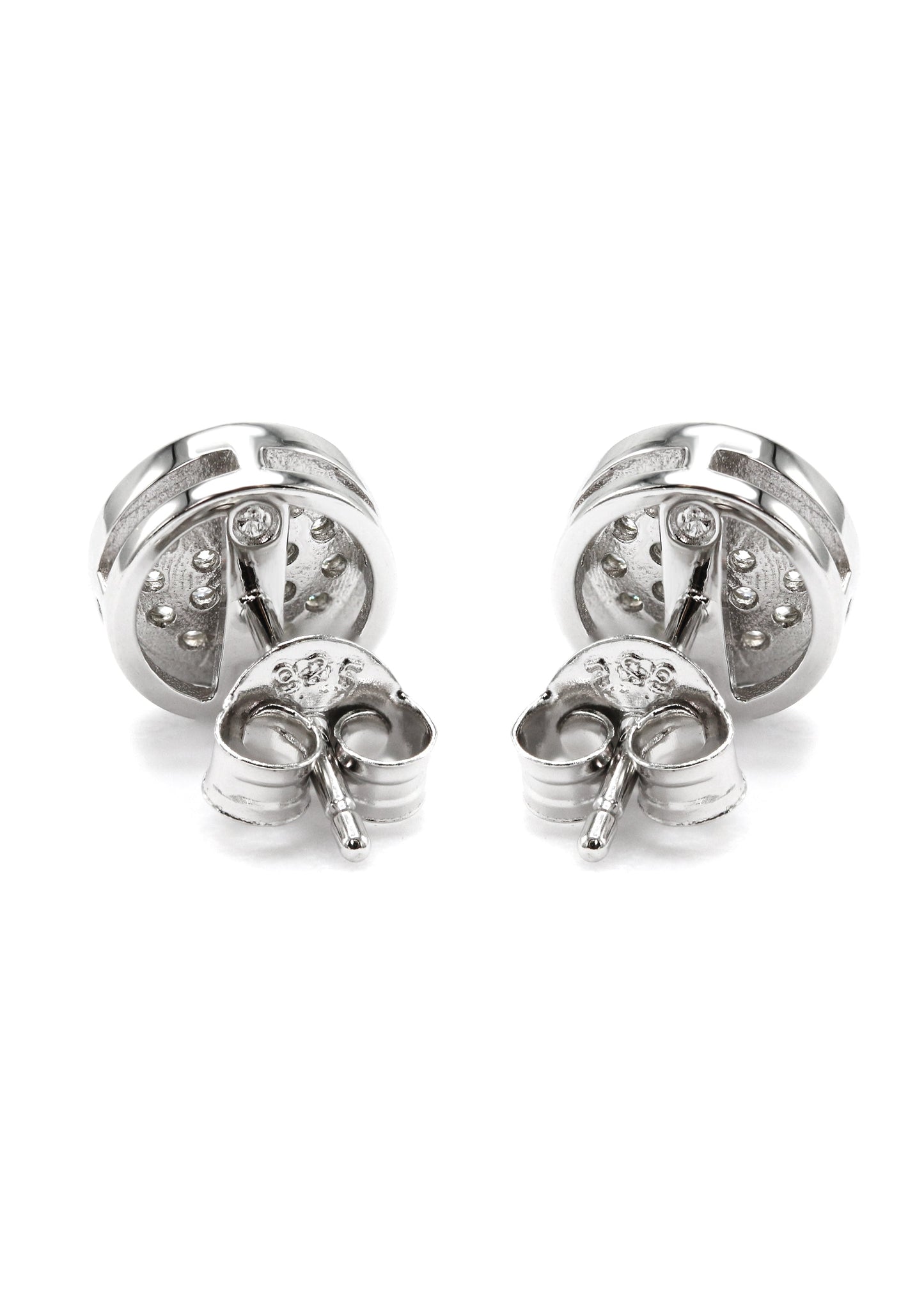 Mens Jewelry - Silver Micro Pave Circle Iced Out VVS Stud Earrings for Men | Appx. 3 Grams