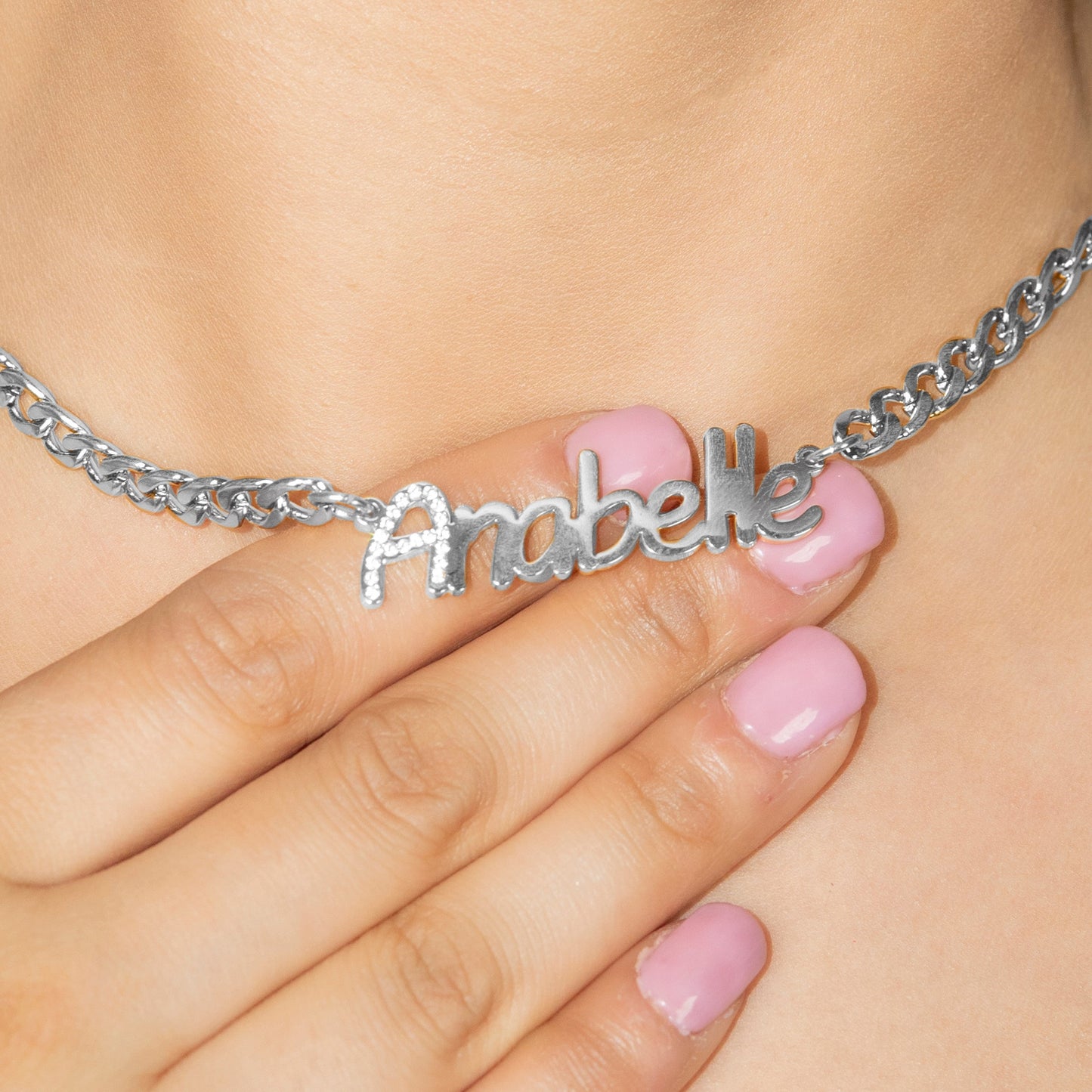 Women Jewelry - White Gold Iced Out VVS Name Necklace | Style # N44