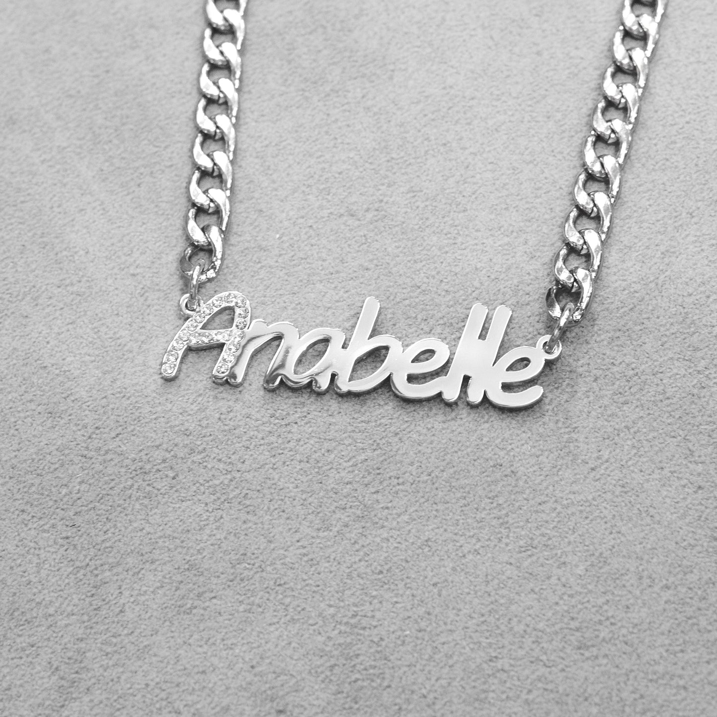 Women Jewelry - White Gold Iced Out VVS Name Necklace | Style # N44