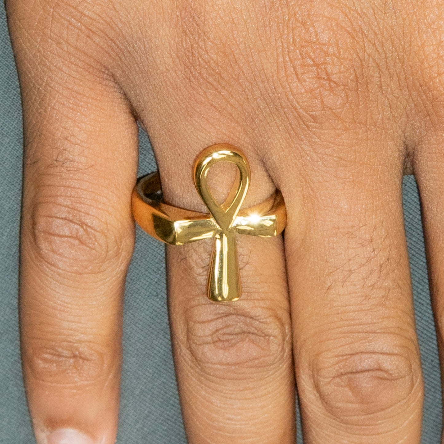 Mens Jewelry - Ankh Gold Pinky Ring | 7.7 Grams