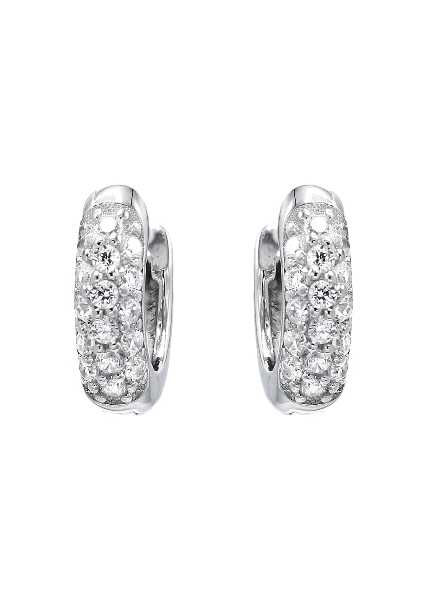 Mens Jewelry - Silver Round  Iced Out VVS Hoop Earrings for Men| Appx. 2.3 Grams