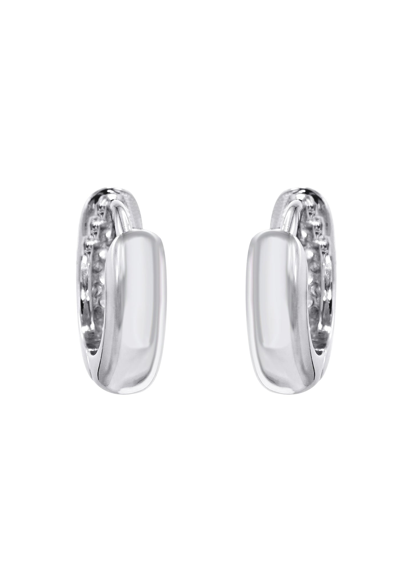 Mens Jewelry - Silver Round  Iced Out VVS Hoop Earrings for Men| Appx. 2.3 Grams
