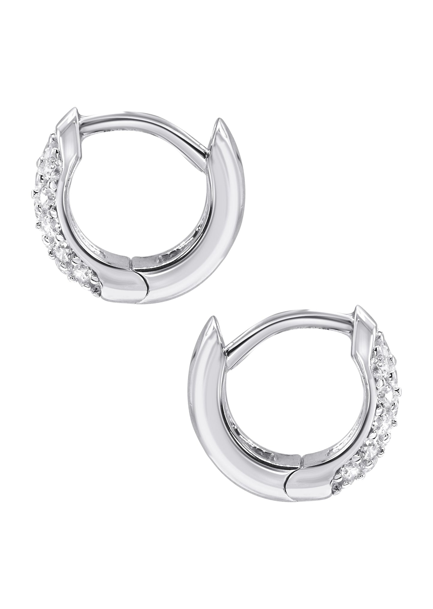 Mens Jewelry - Silver Round  Iced Out VVS Hoop Earrings for Men| Appx. 2.3 Grams