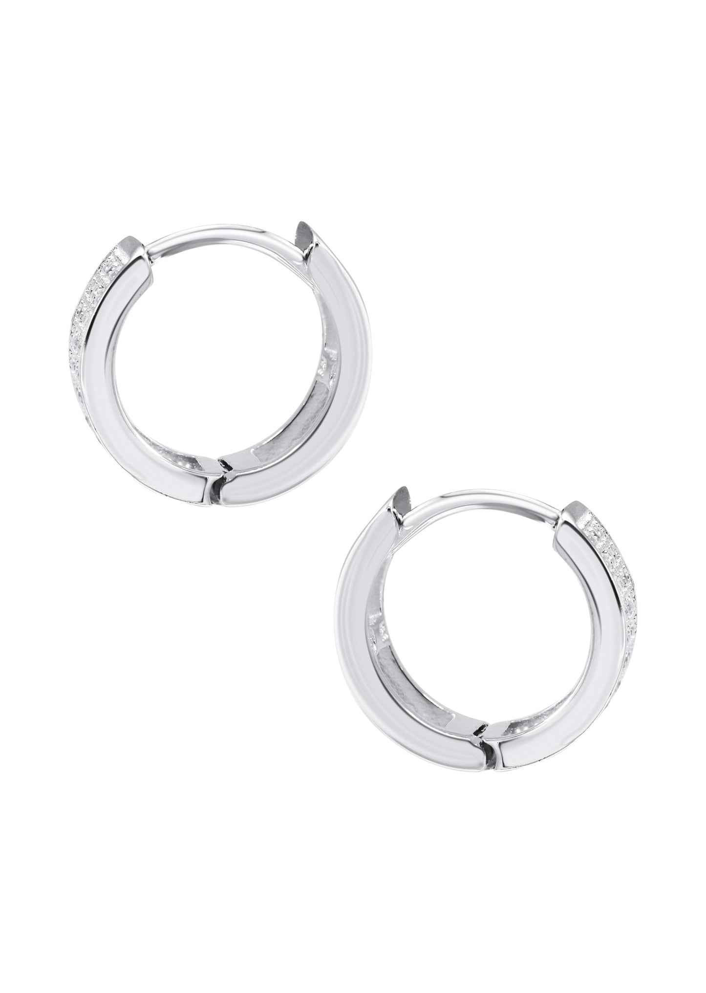 Mens Jewelry - Silver Round  Iced Out VVS Hoop Earrings for Men | Appx. 3 Grams