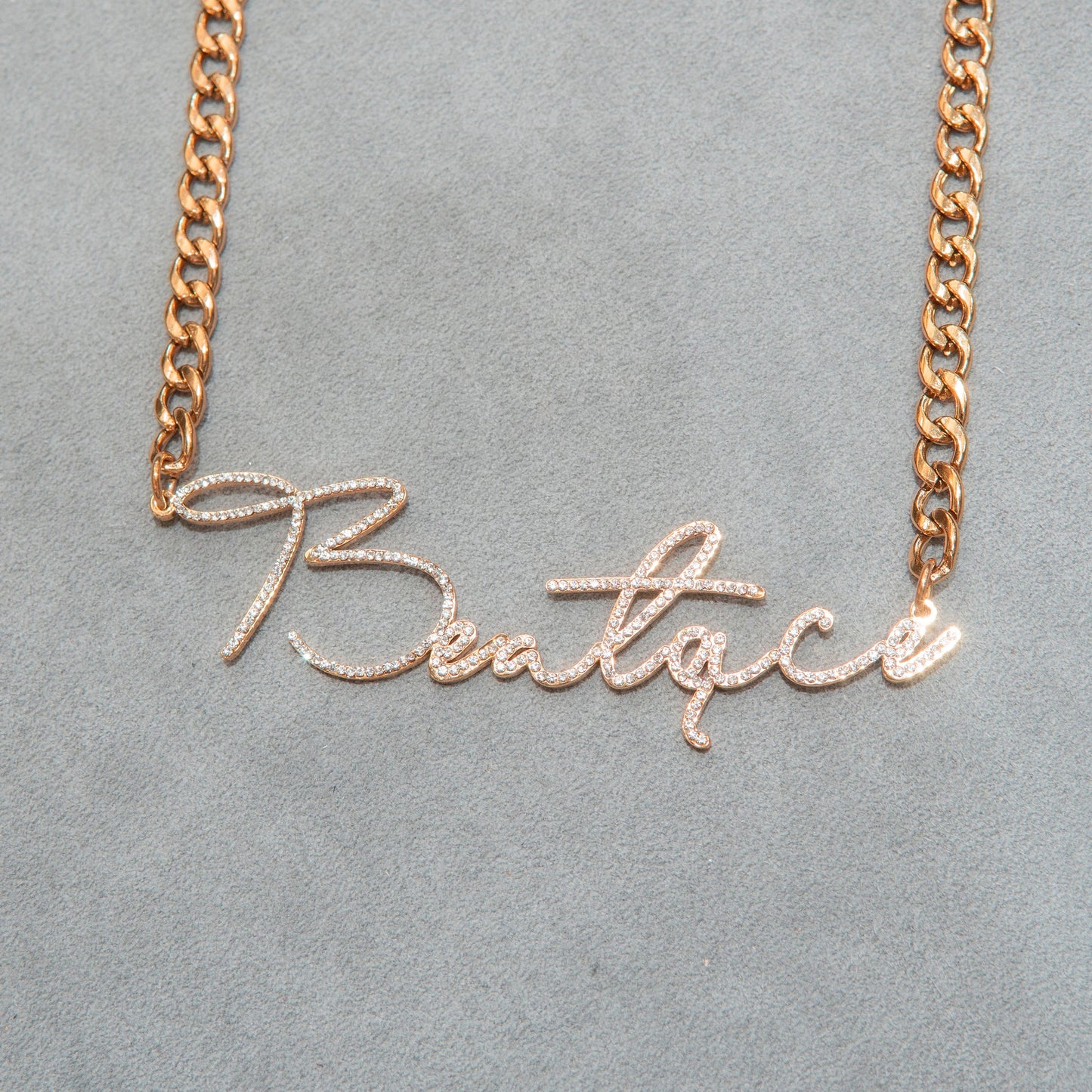 Women Jewelry - Rose Gold Iced Out VVS Name Necklace | Style # N39