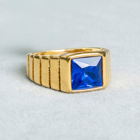 Mens Jewelry - Sapphire Gold Pinky Ring | 8 Grams