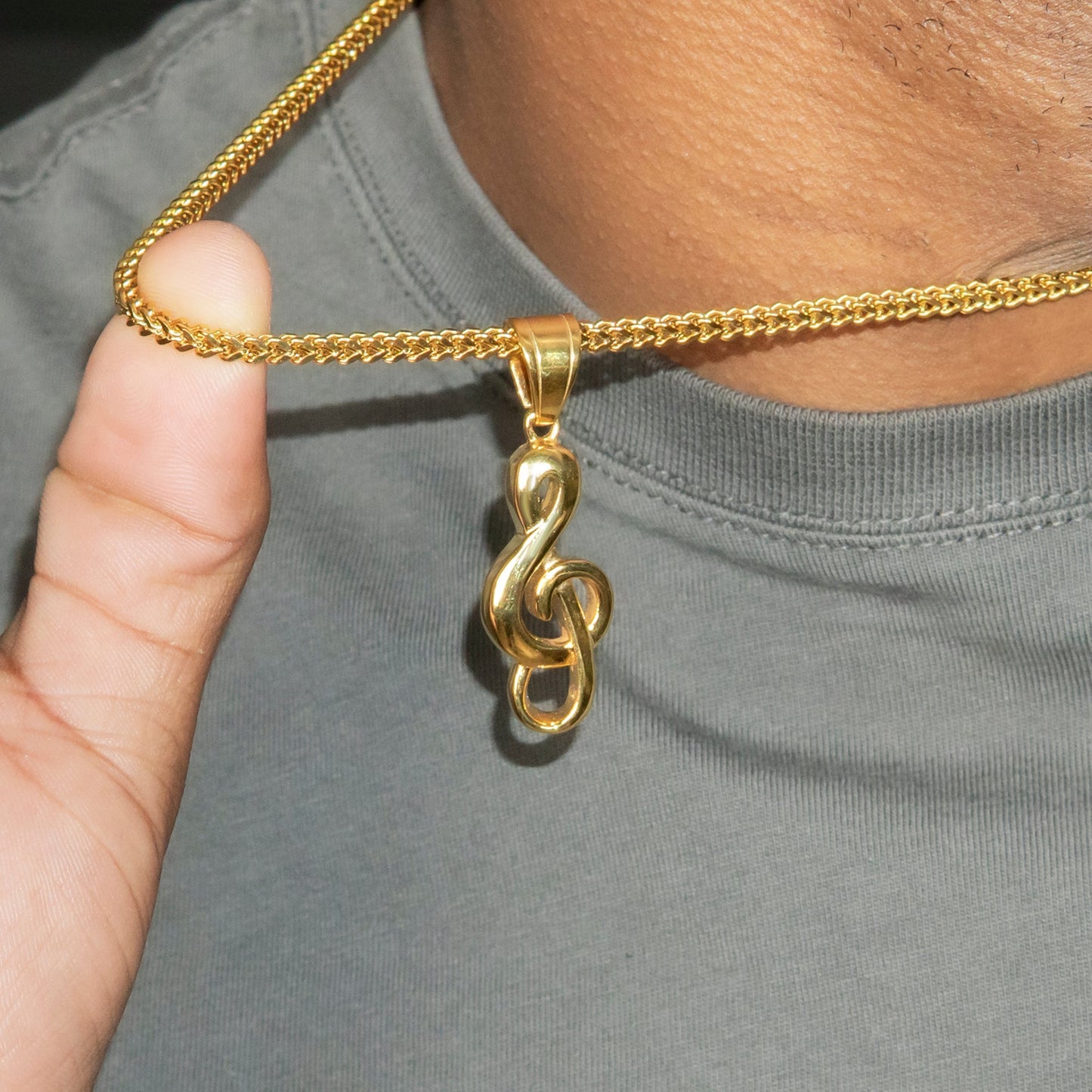 Mens Jewelry - 14K Gold Musical Note Necklace | Appx. 7.5 Grams