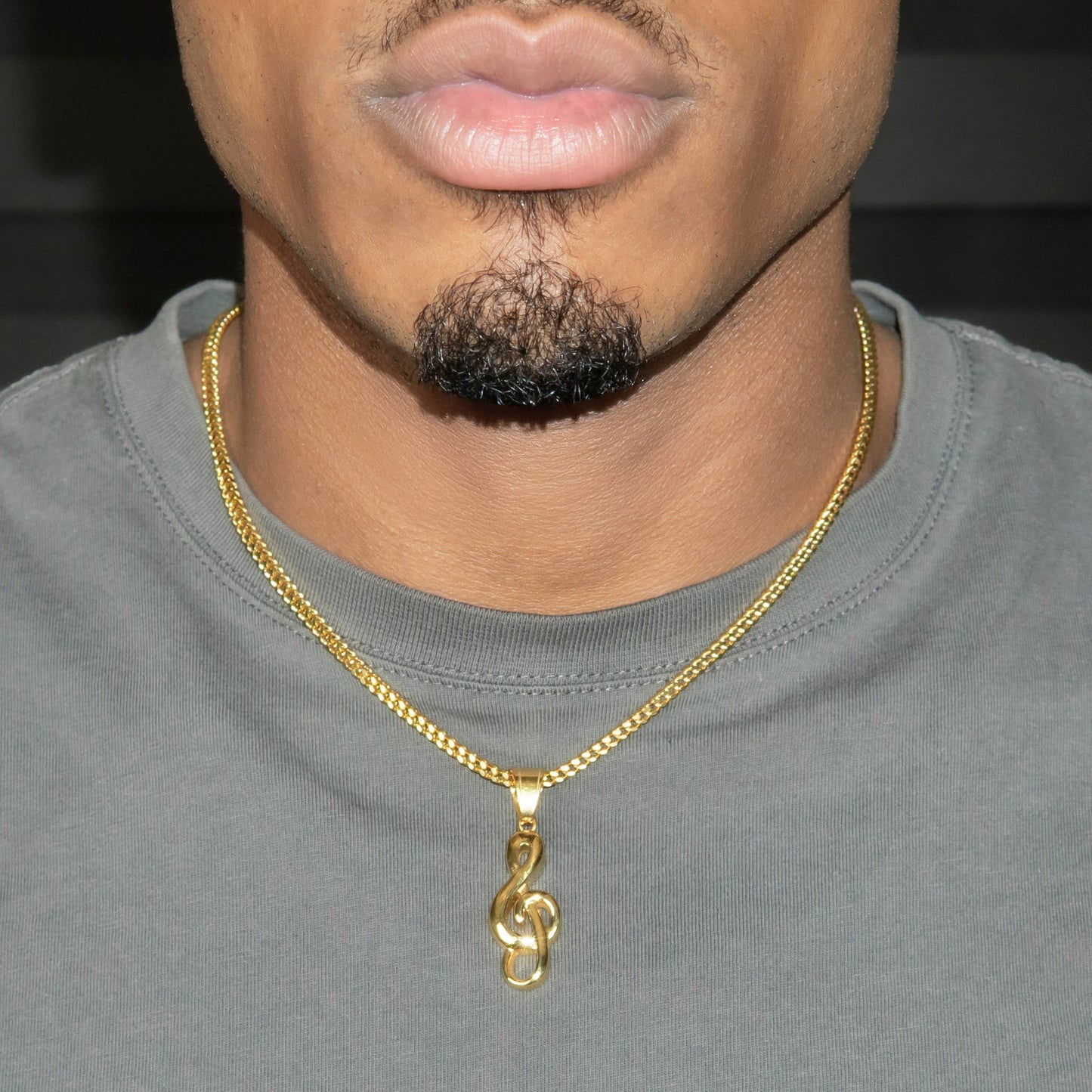 Mens Jewelry - 14K Gold Musical Note Necklace | Appx. 7.5 Grams