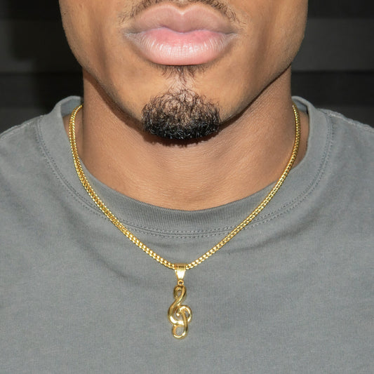 Mens Jewelry - 14K Gold Musical Note Necklace | Appx. 7.5 Grams