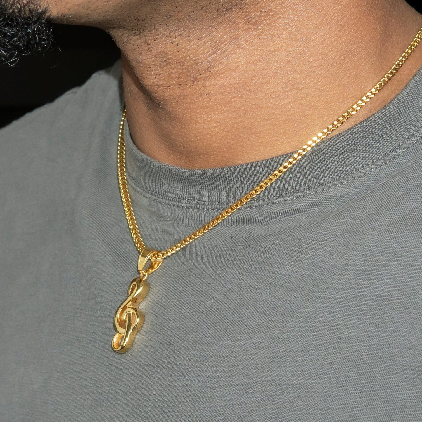 Mens Jewelry - 14K Gold Musical Note Necklace | Appx. 7.5 Grams