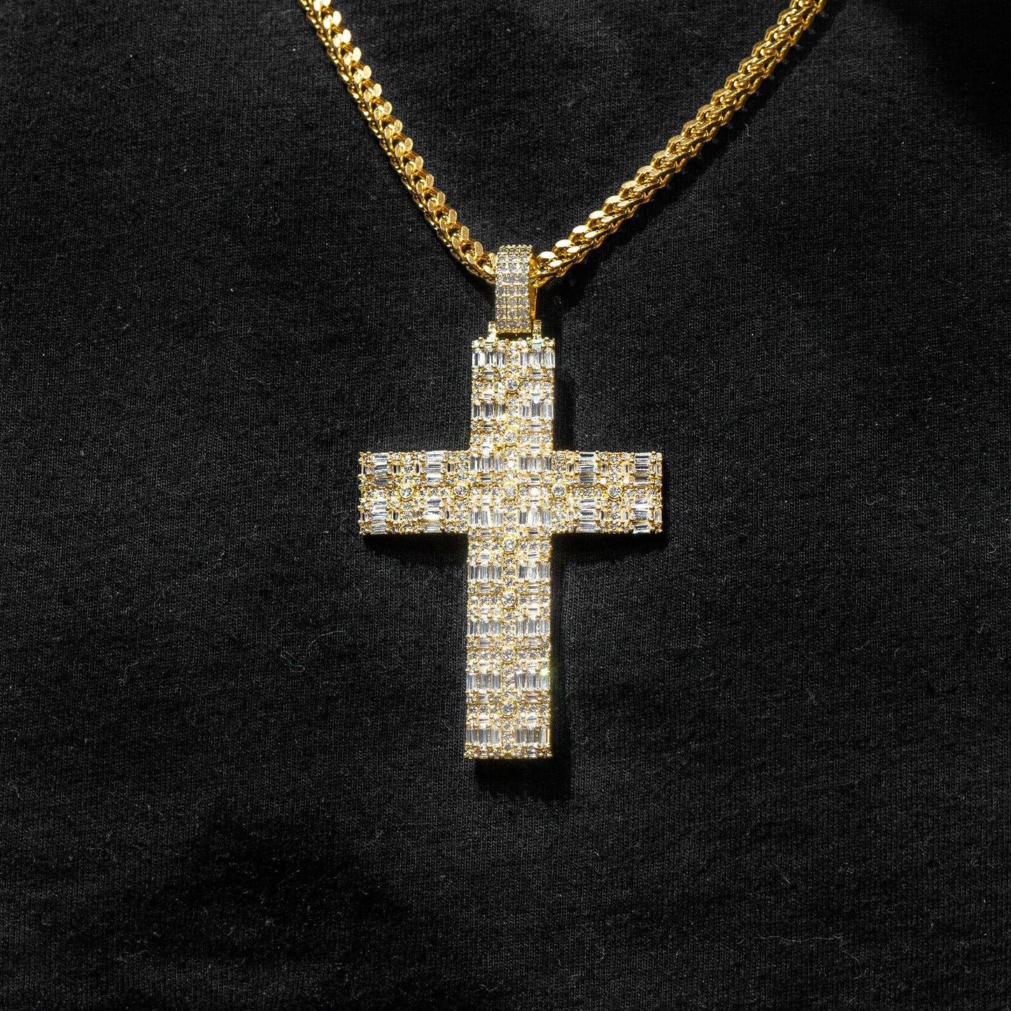 Mens Jewelry - Iced Out VVS Baguette Cross Pendant | 10.6 Grams