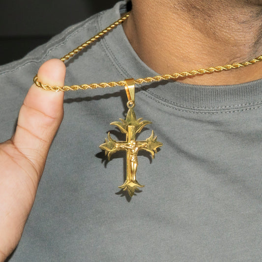 Mens Jewelry - 14K Gold Big Crucifix Necklace | Appx. 9 Grams