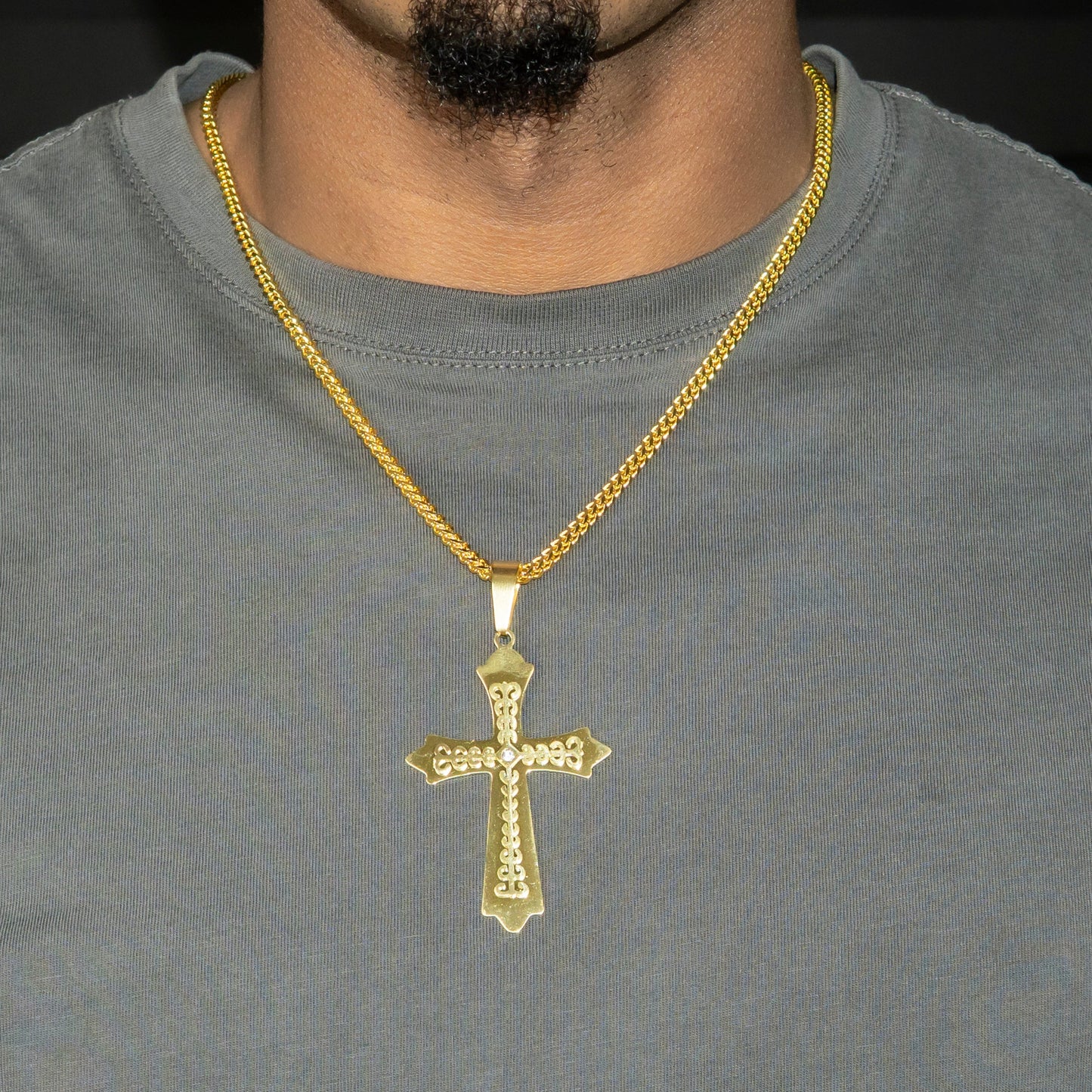 Mens Jewelry - 14K Gold Cross Necklace | Appx. 11 Grams