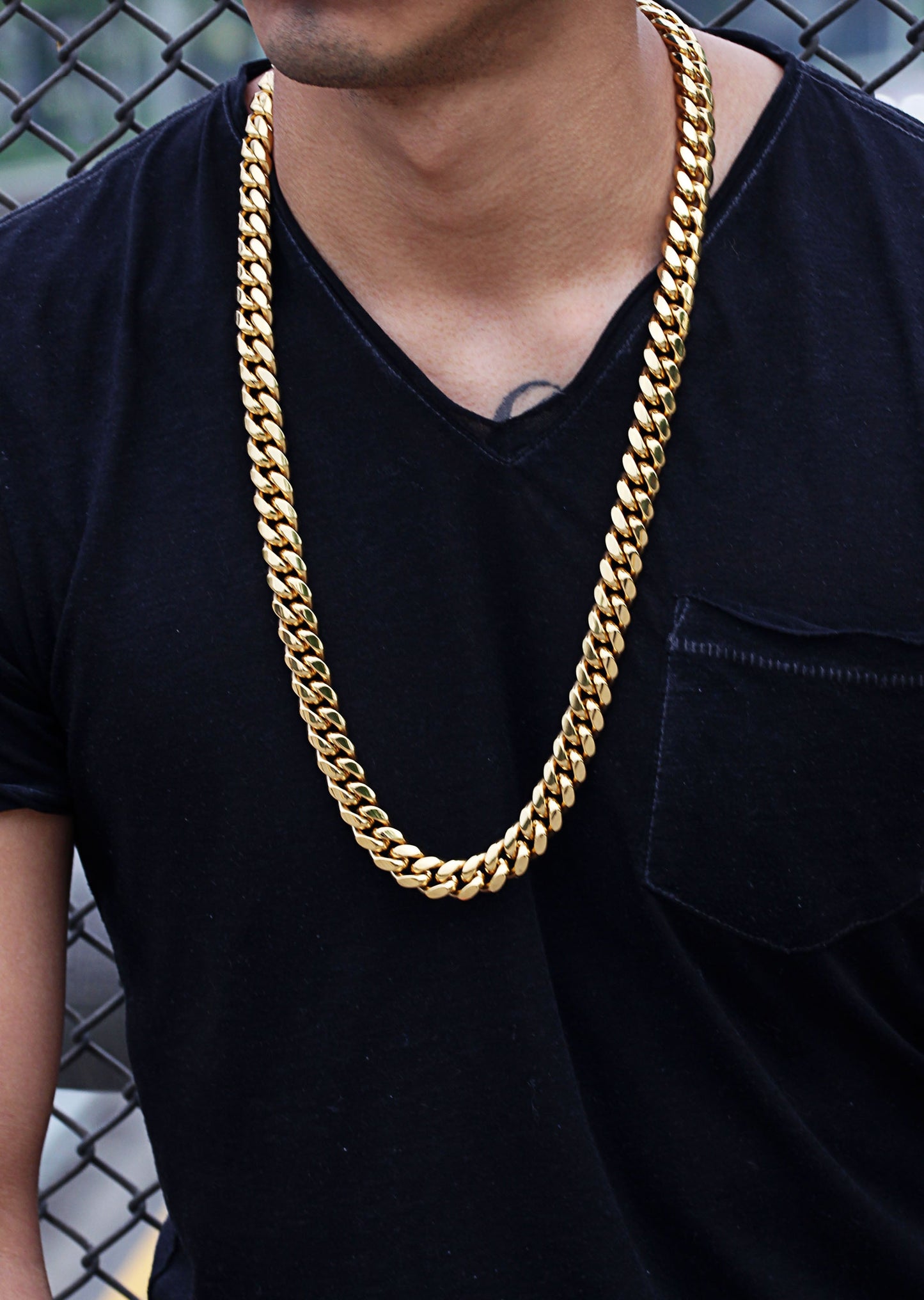 Mens Jewelry - Solid Gold Miami Cuban Link Chain & Bracelet ( 14 Mm )