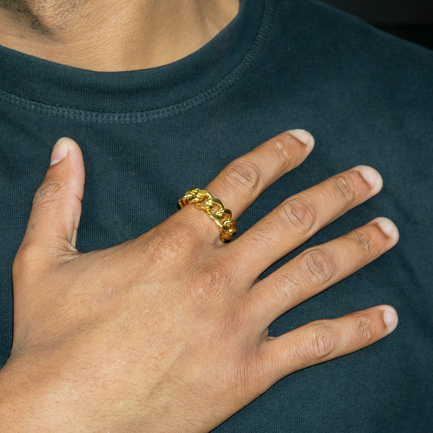 Mens Jewelry - Cuban Gold Wedding Ring | 10 Grams