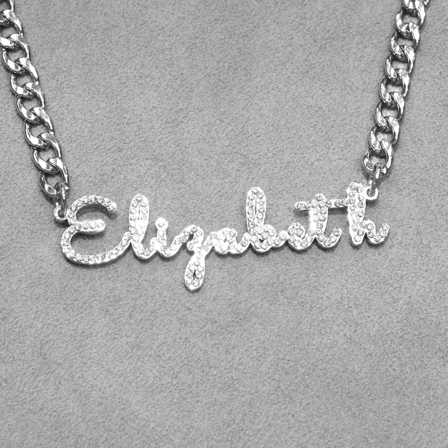 Women Jewelry - White Gold Iced Out VVS Name Necklace | Style # N18