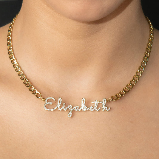 Women Jewelry - Iced Out VVS Name Necklace | Style # N18