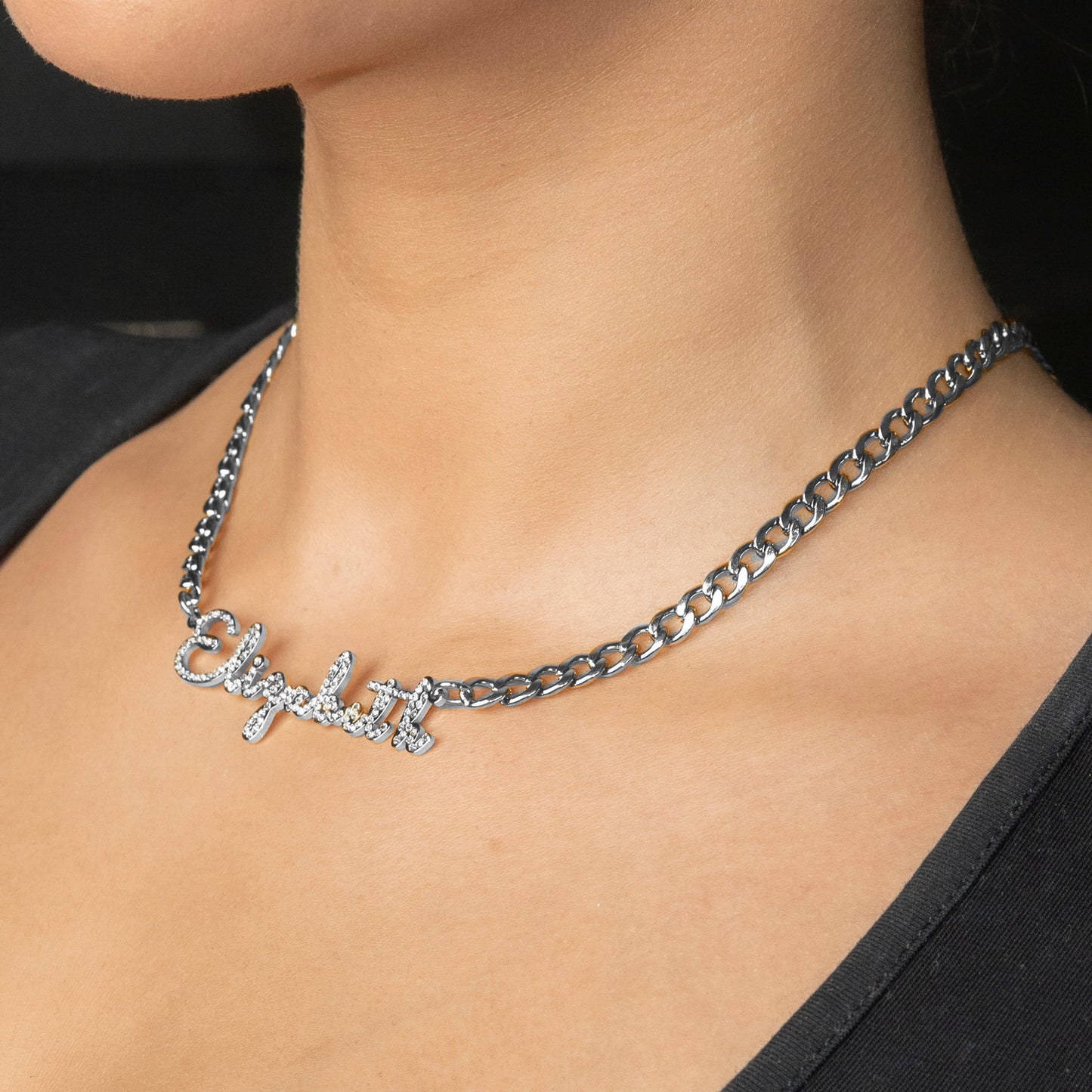 Women Jewelry - White Gold Iced Out VVS Name Necklace | Style # N18