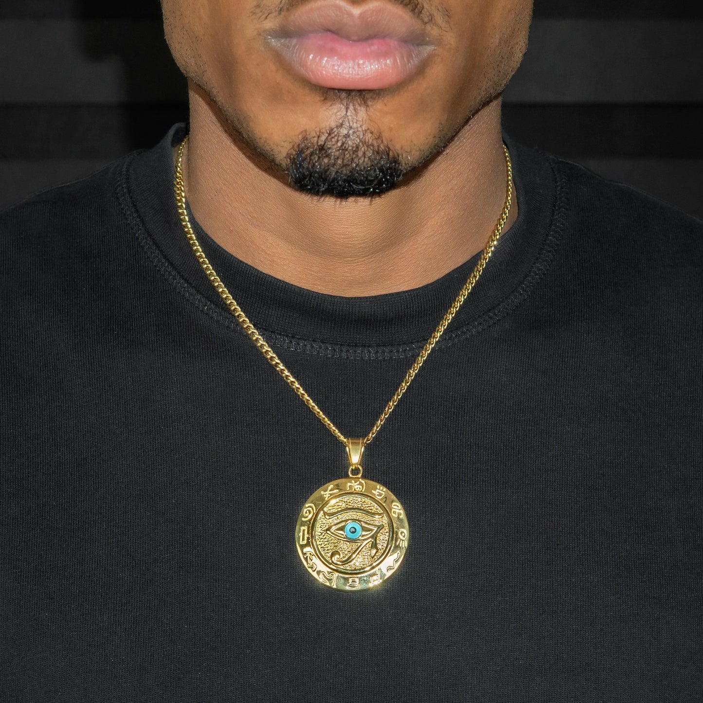 Mens Jewelry - 14K Gold Eye Of Rah Necklace | Appx. 24 Grams
