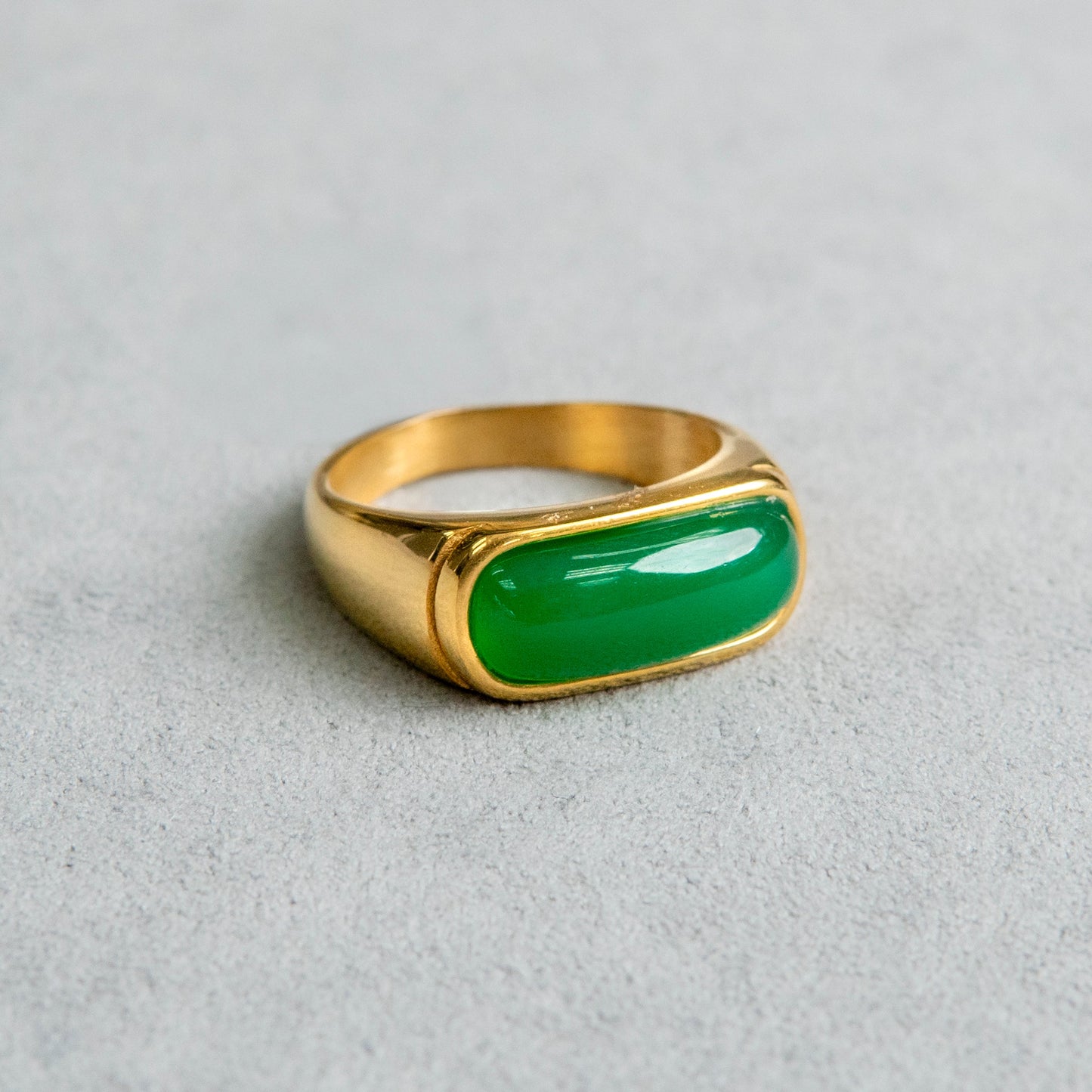 Mens Jewelry - Jade Gold Pinky Ring | 8 Grams