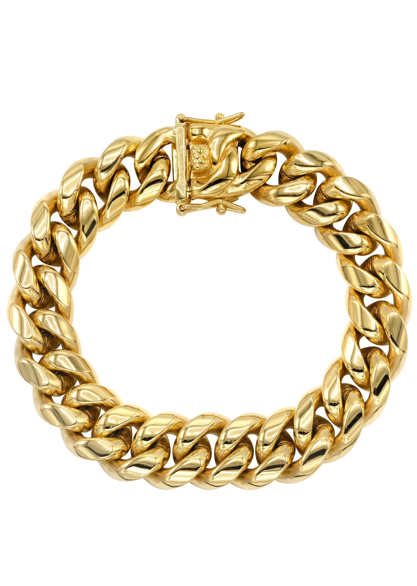 Gold Jewelry -  Mens 14K Gold Solid Miami Cuban Link Bracelet