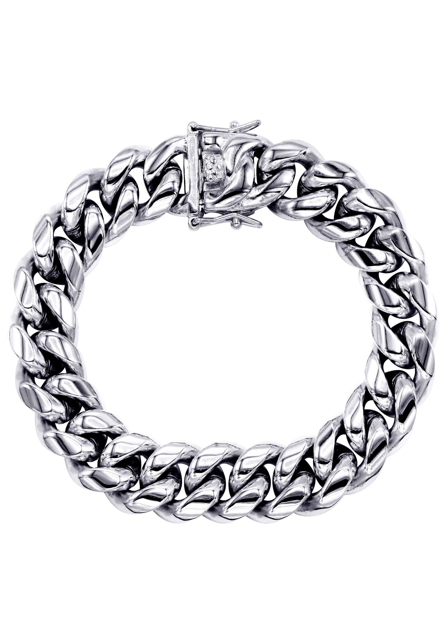 Gold Jewelry -  Mens 14K White Gold Solid Miami Cuban Link Bracelet