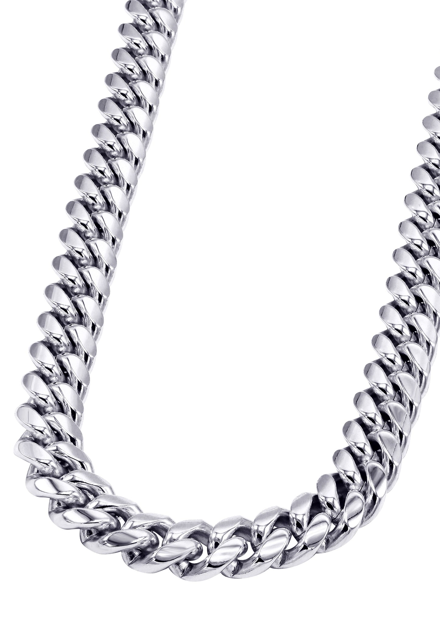 Gold Jewelry -  Mens 14K White Gold Solid Miami Cuban Link Chain
