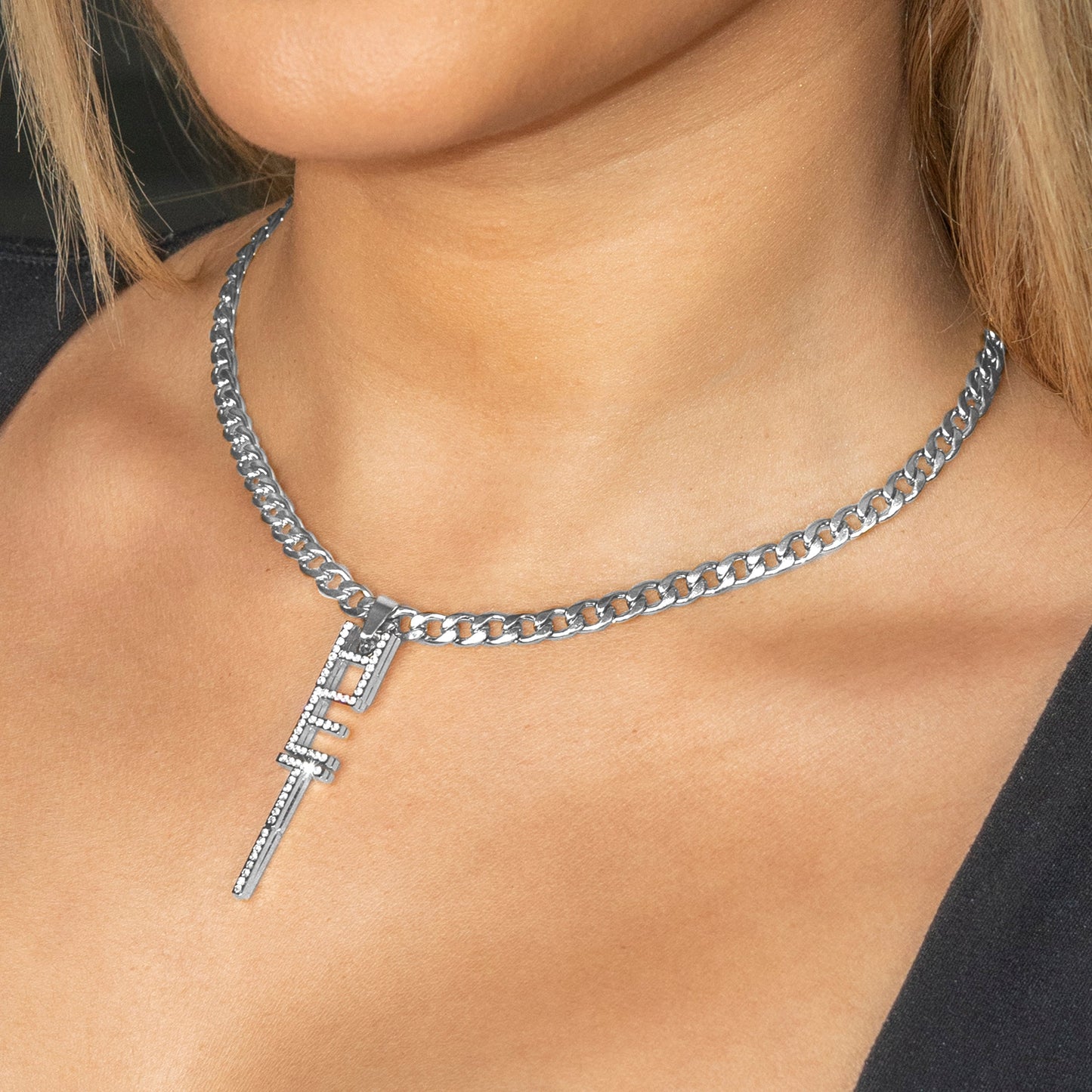 Women Jewelry - White Gold Iced Out VVS Name Necklace | Style # N21
