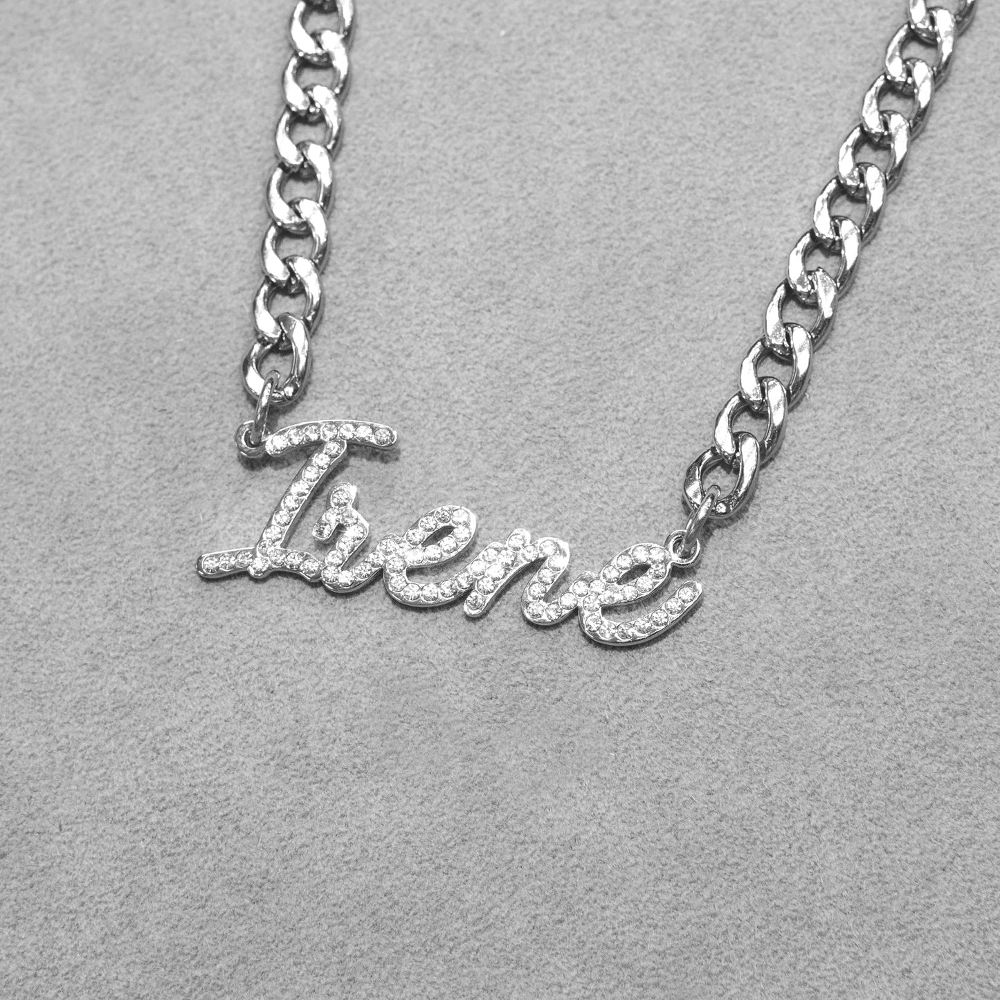 Women Jewelry - White Gold Iced Out VVS Name Necklace | Style # N27