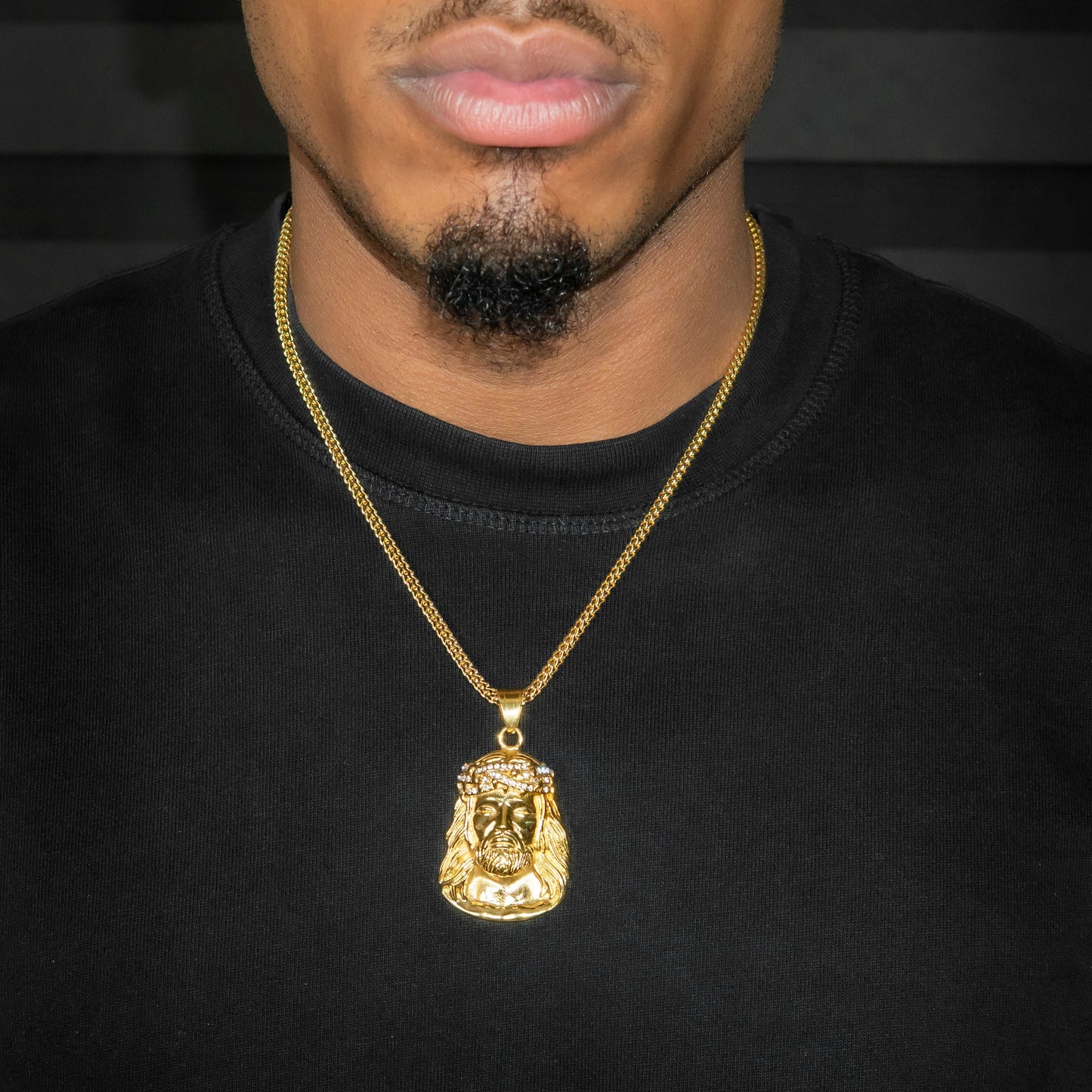 Mens Jewelry - 14K Gold Jesus Head Necklace | Appx. 23 Grams