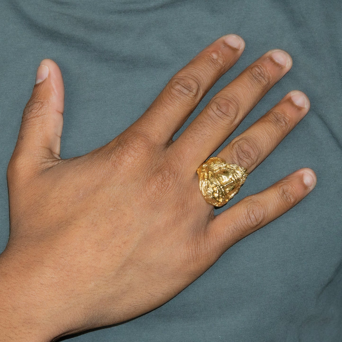 Mens Jewelry - Jesus Head Gold Pinky Ring | 19 Grams