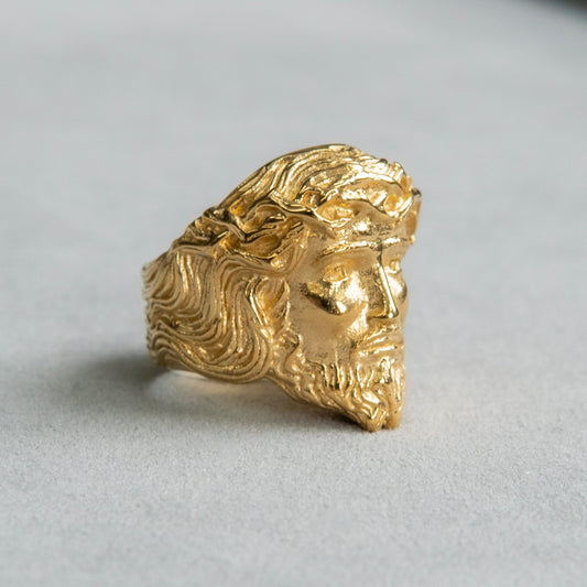 Mens Jewelry - Jesus Head Gold Pinky Ring | 19 Grams