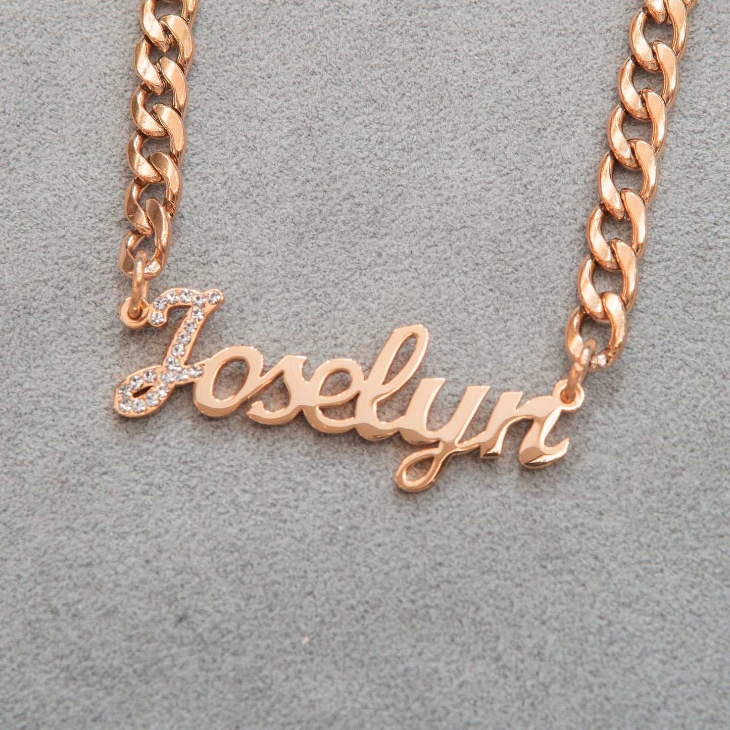 Women Jewelry - Rose Gold Iced Out VVS Name Necklace | Style # N49