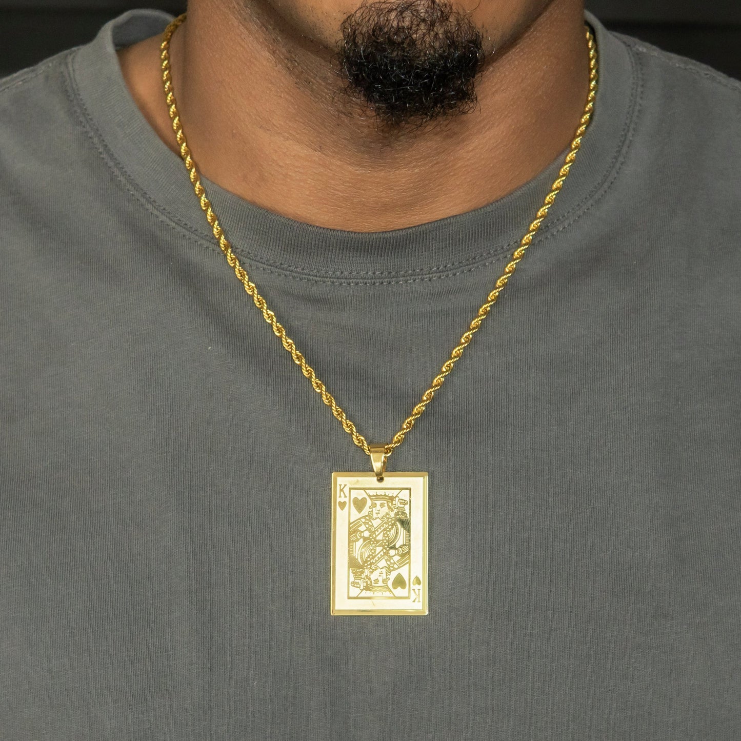 Mens Jewelry - 14K Gold King Card Necklace | Appx. 16 Grams