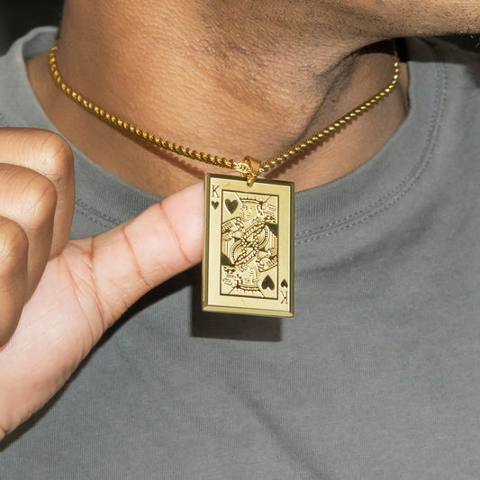 Mens Jewelry - 14K Gold King Card Necklace | Appx. 16 Grams