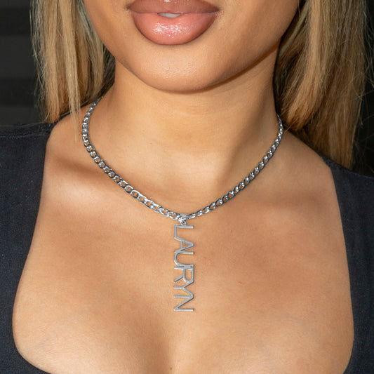 Women Jewelry - White Gold Name Necklace | Style # N12
