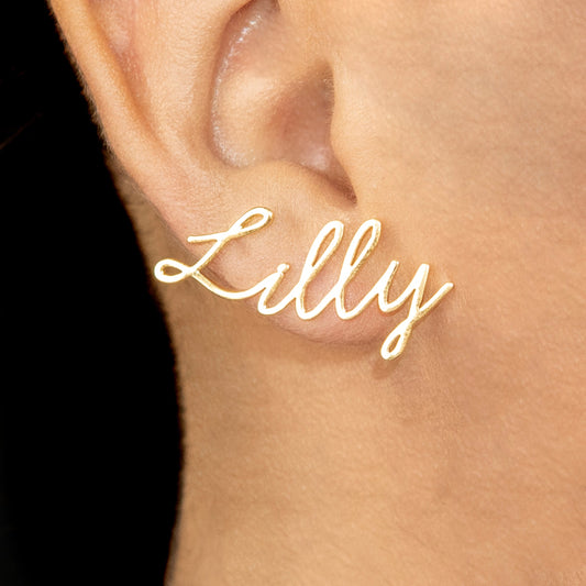 Women Jewelry - 14K Gold Name Plate Earrings | Style # E10