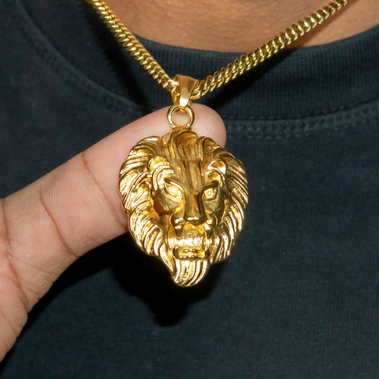Mens Jewelry - 14K Gold Lion Head Necklace | Appx. 17 Grams